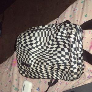 Black and white checkered mini backpack
